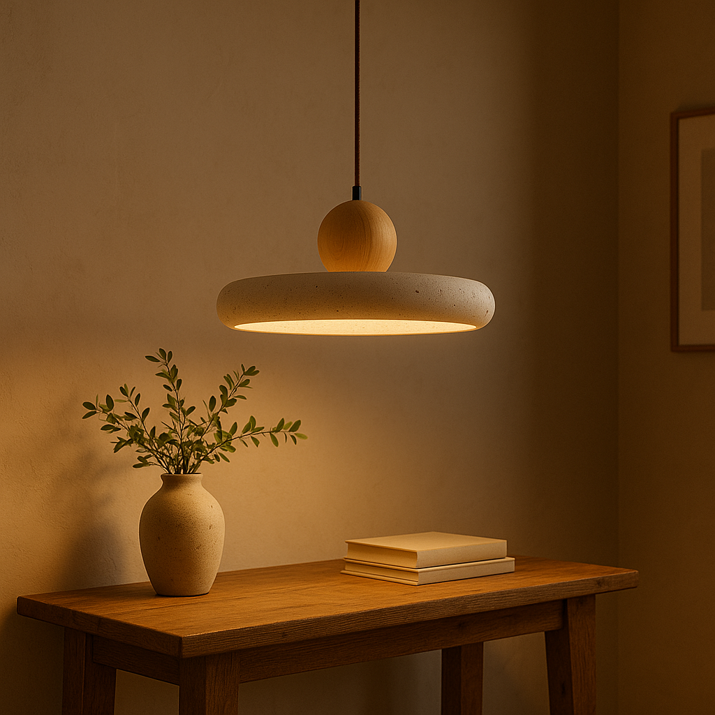 Lámpara colgante de madera de travertino