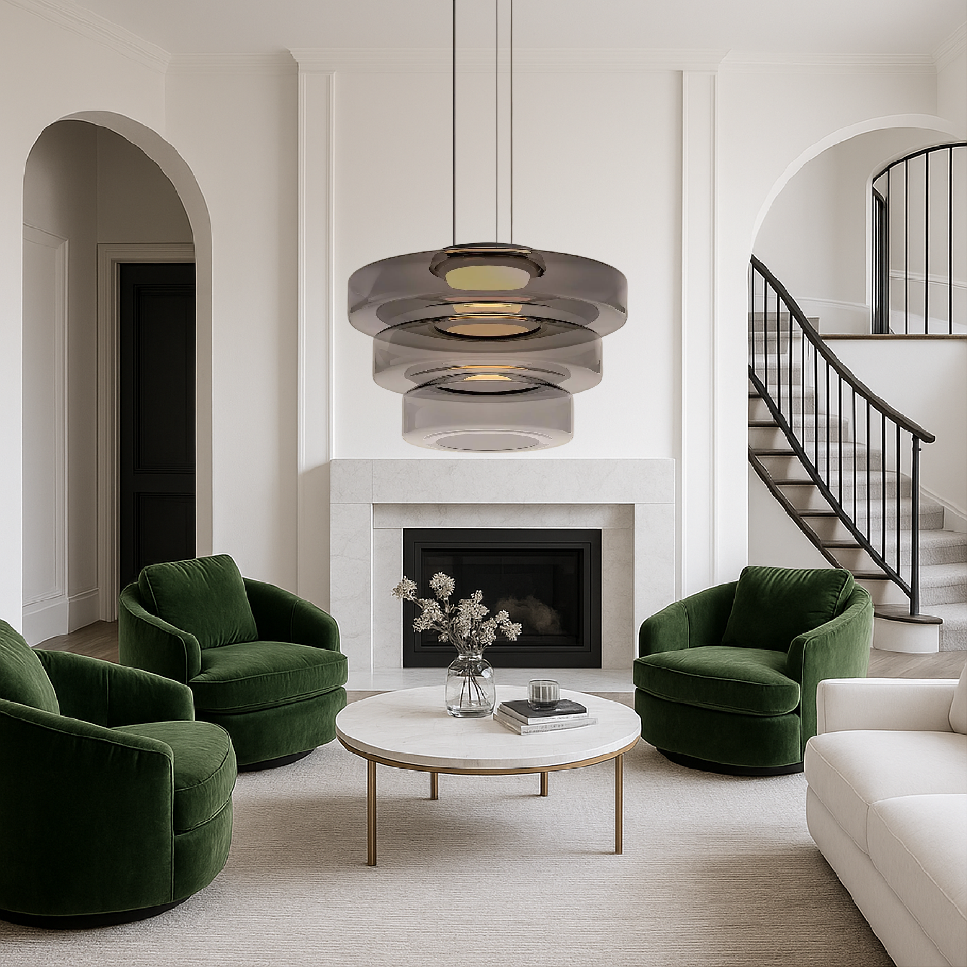 Lámpara colgante danesa de cristal Bauhaus
