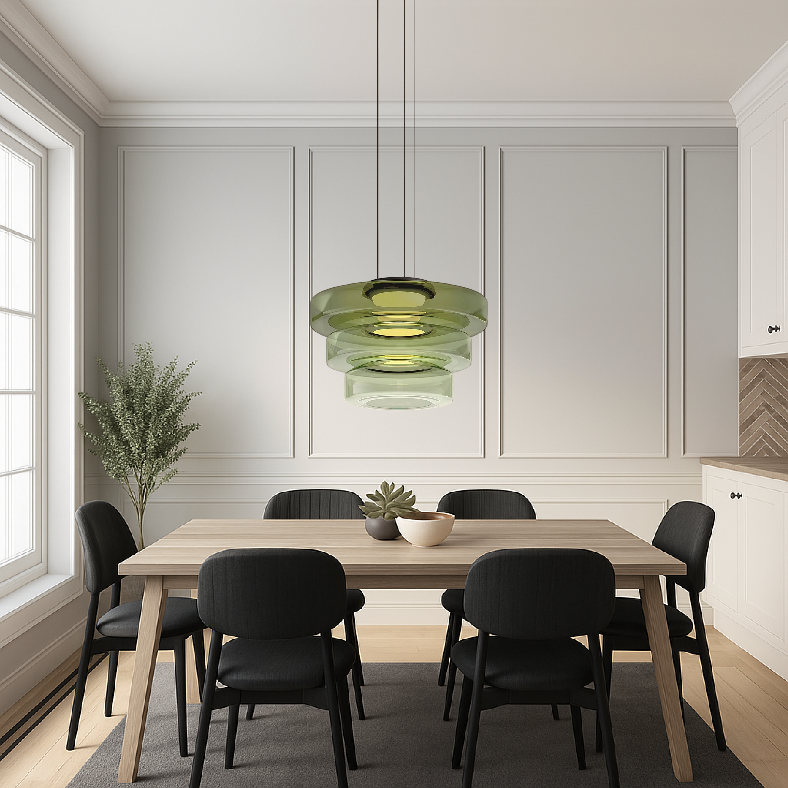 Lámpara colgante danesa de cristal Bauhaus