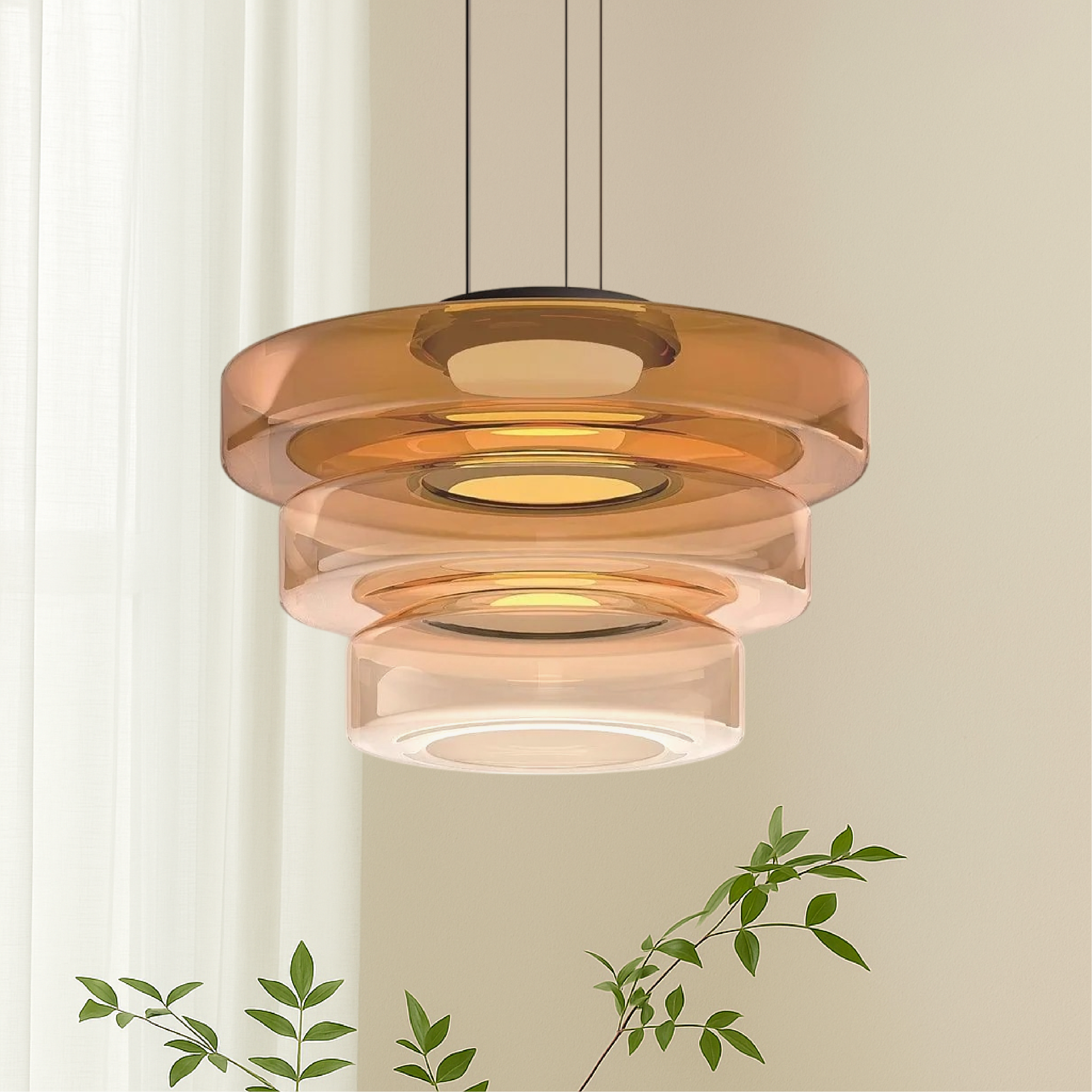 Lámpara colgante danesa de cristal Bauhaus