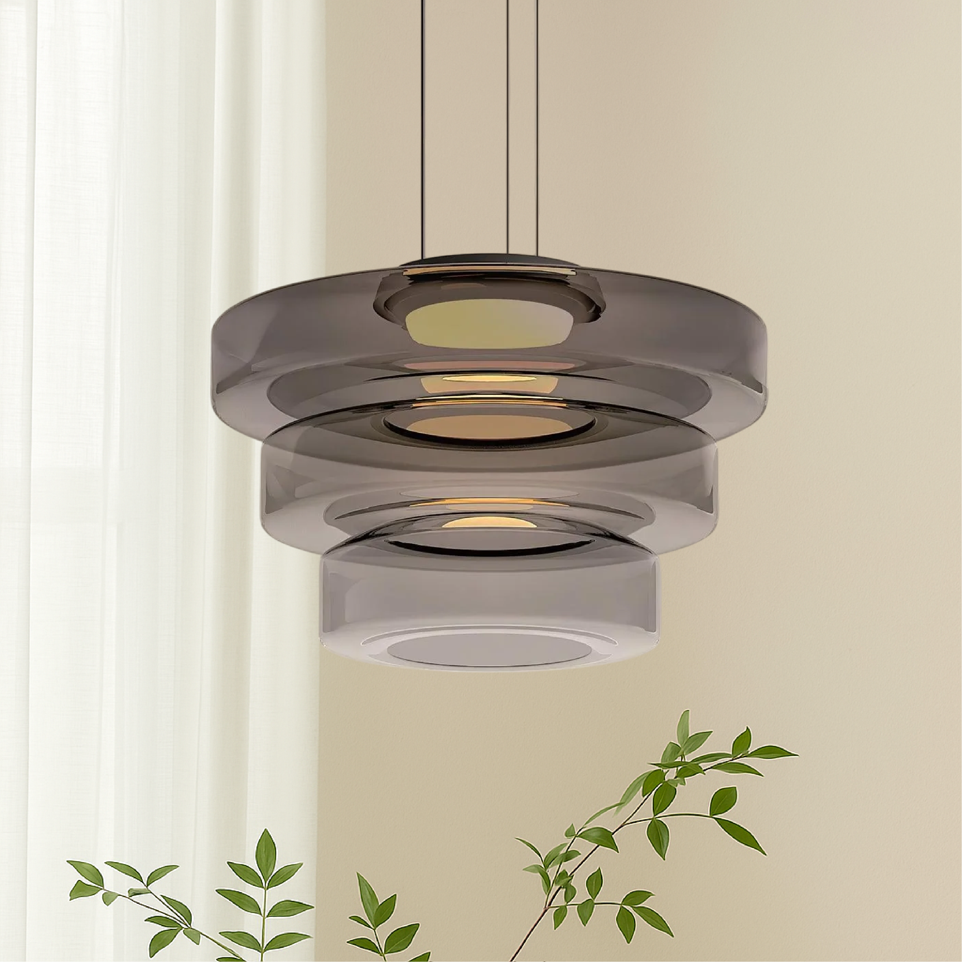 Lámpara colgante danesa de cristal Bauhaus