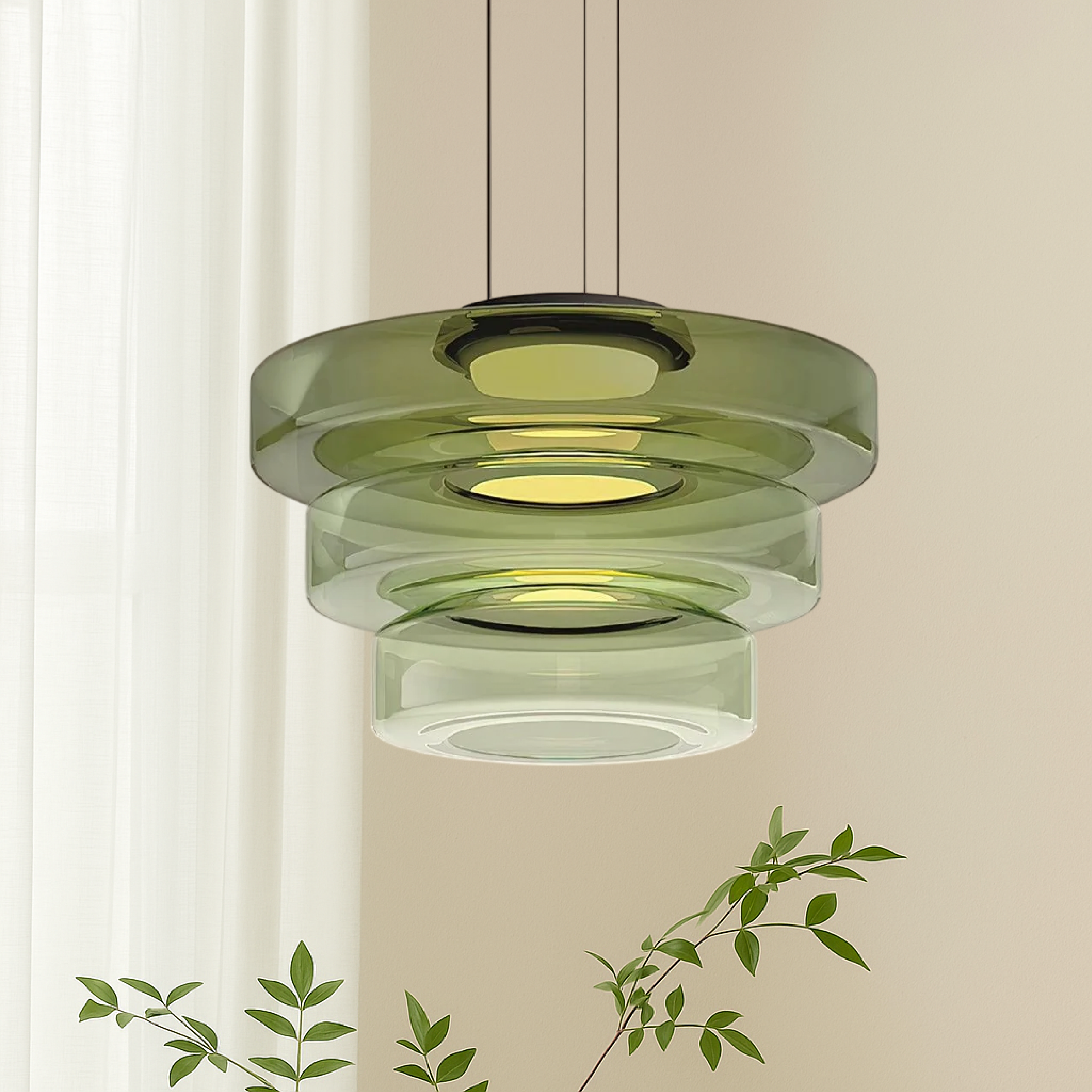 Lámpara colgante danesa de cristal Bauhaus