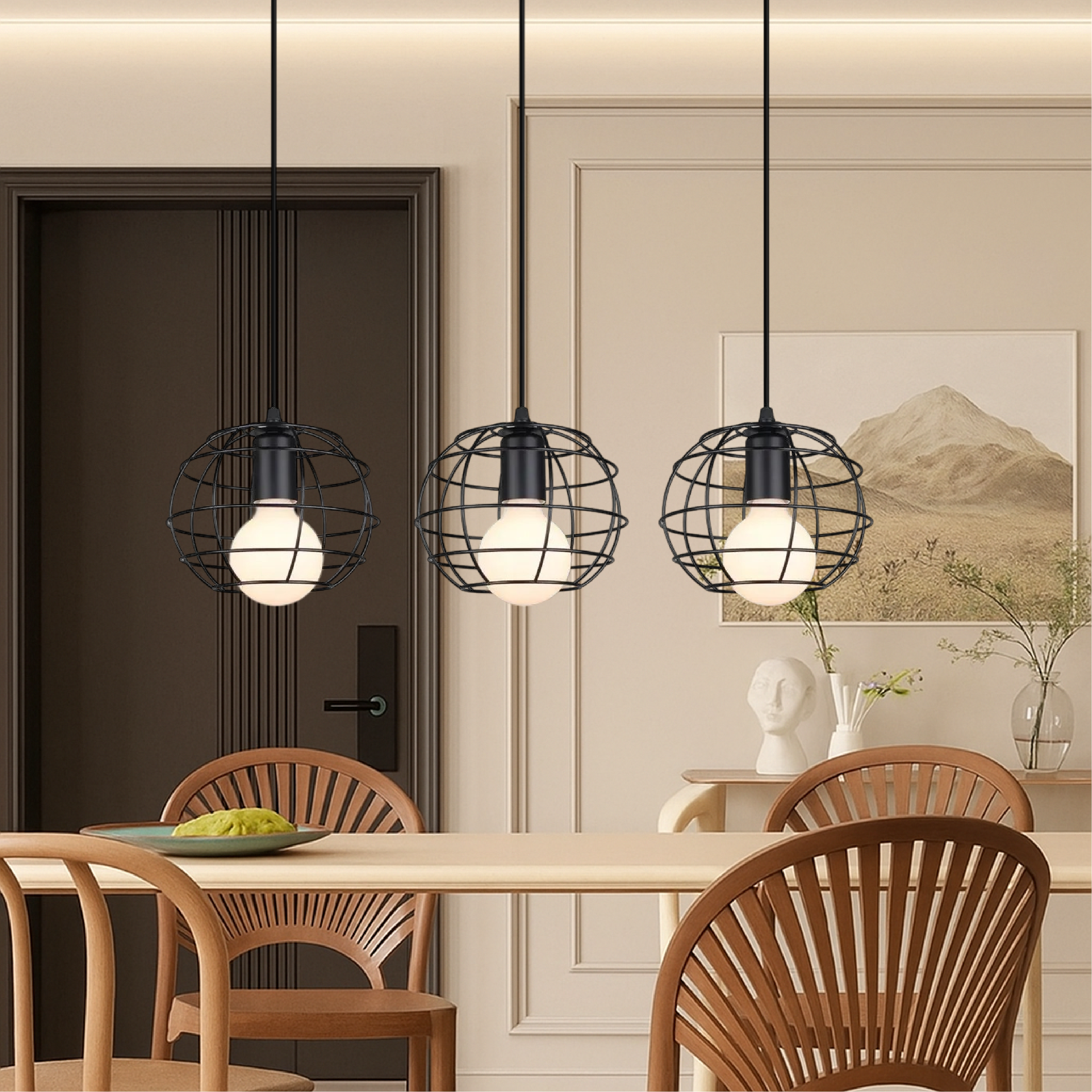 Mesa de comedor Lámpara colgante Nuo de 3 cabezales