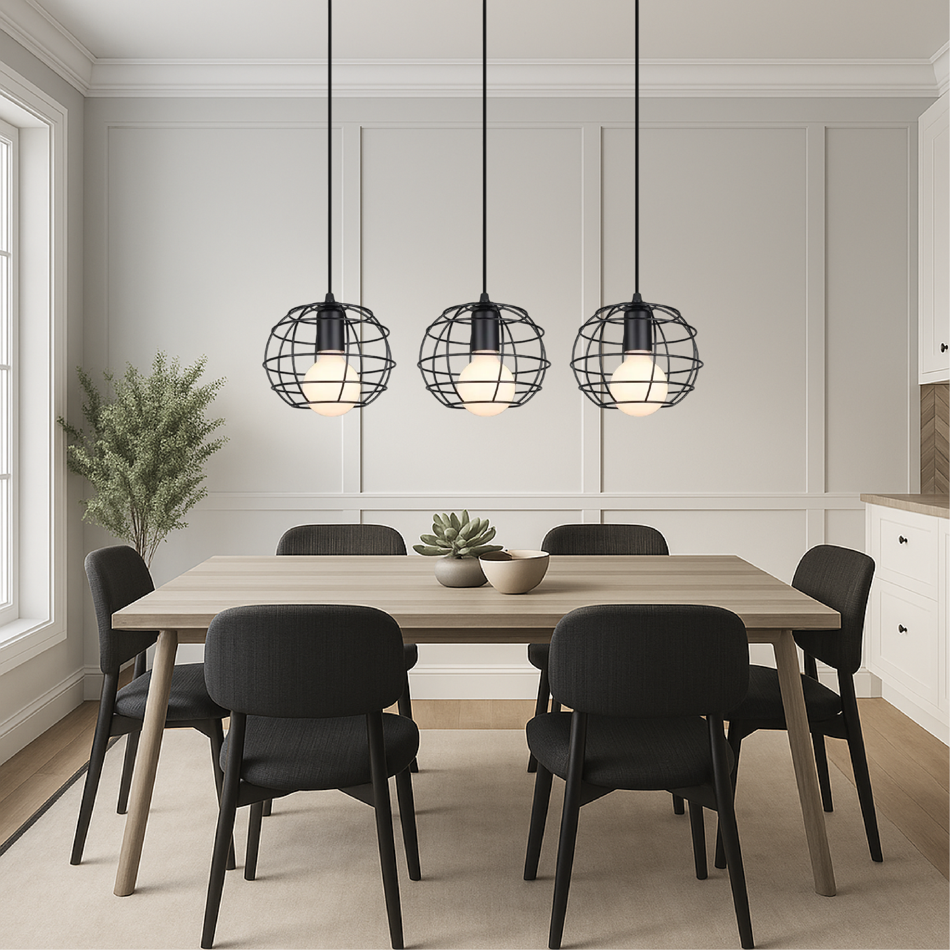 Mesa de comedor Lámpara colgante Nuo de 3 cabezales