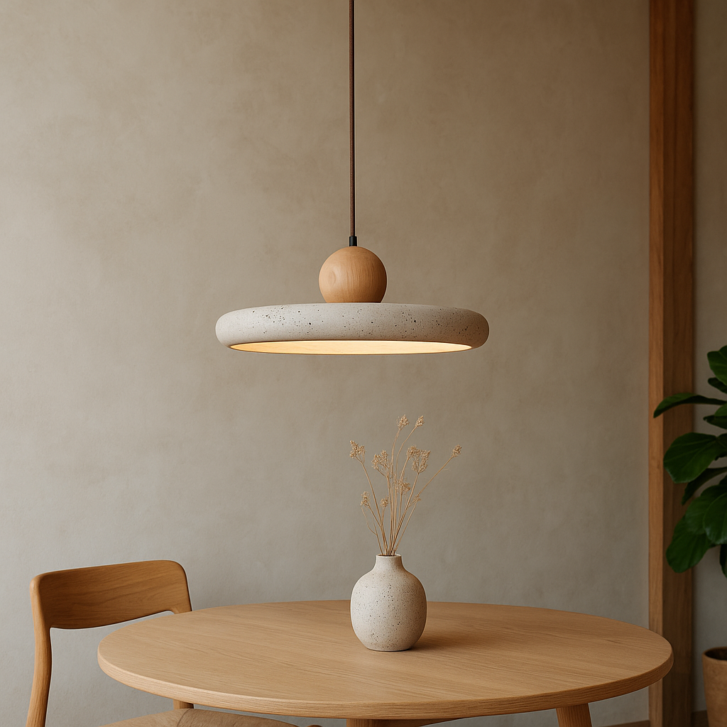 Lámpara colgante de madera de travertino