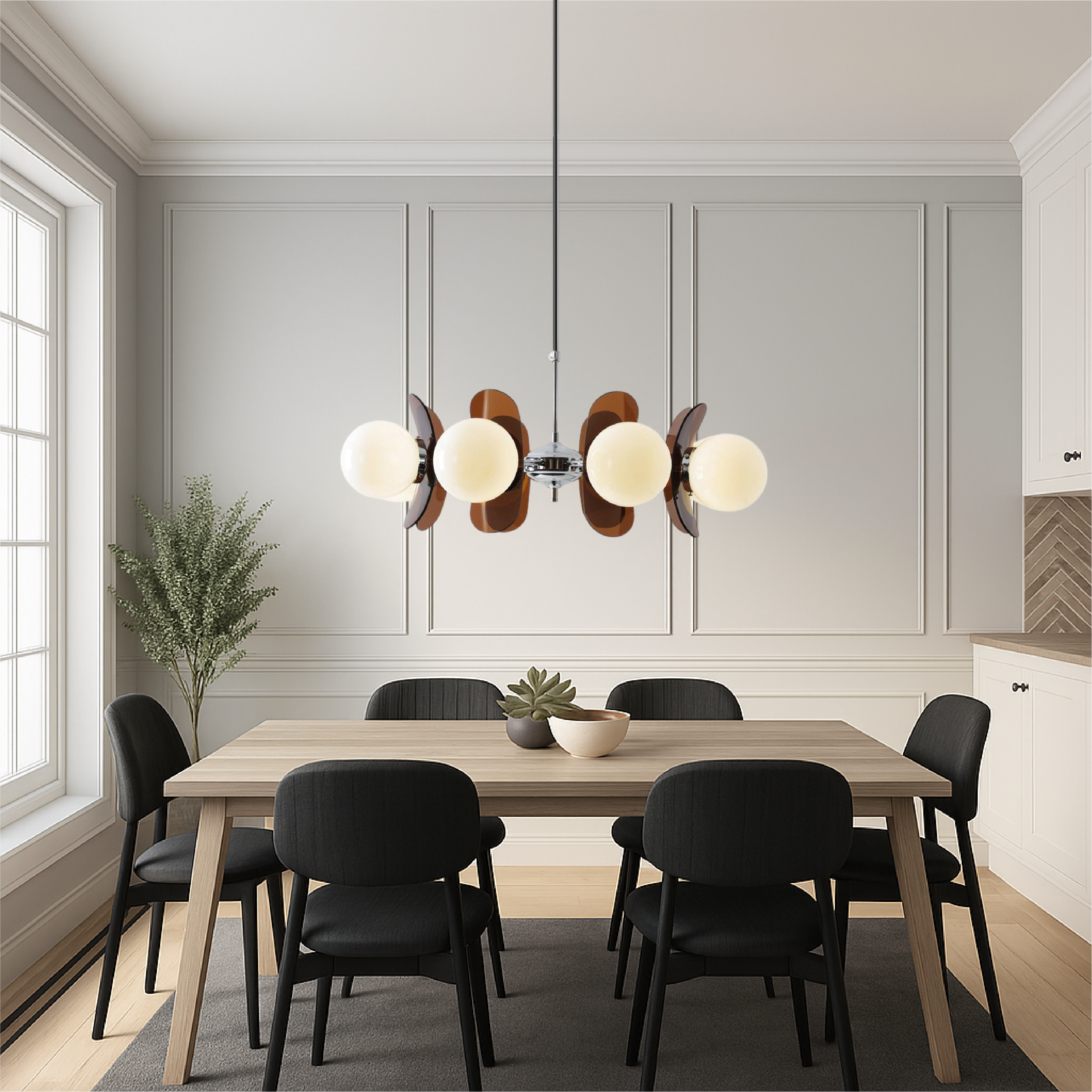Araña Bauhaus de 5 luces