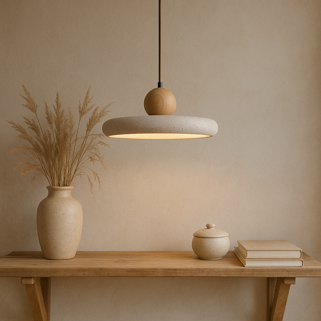 Lámpara colgante de madera de travertino
