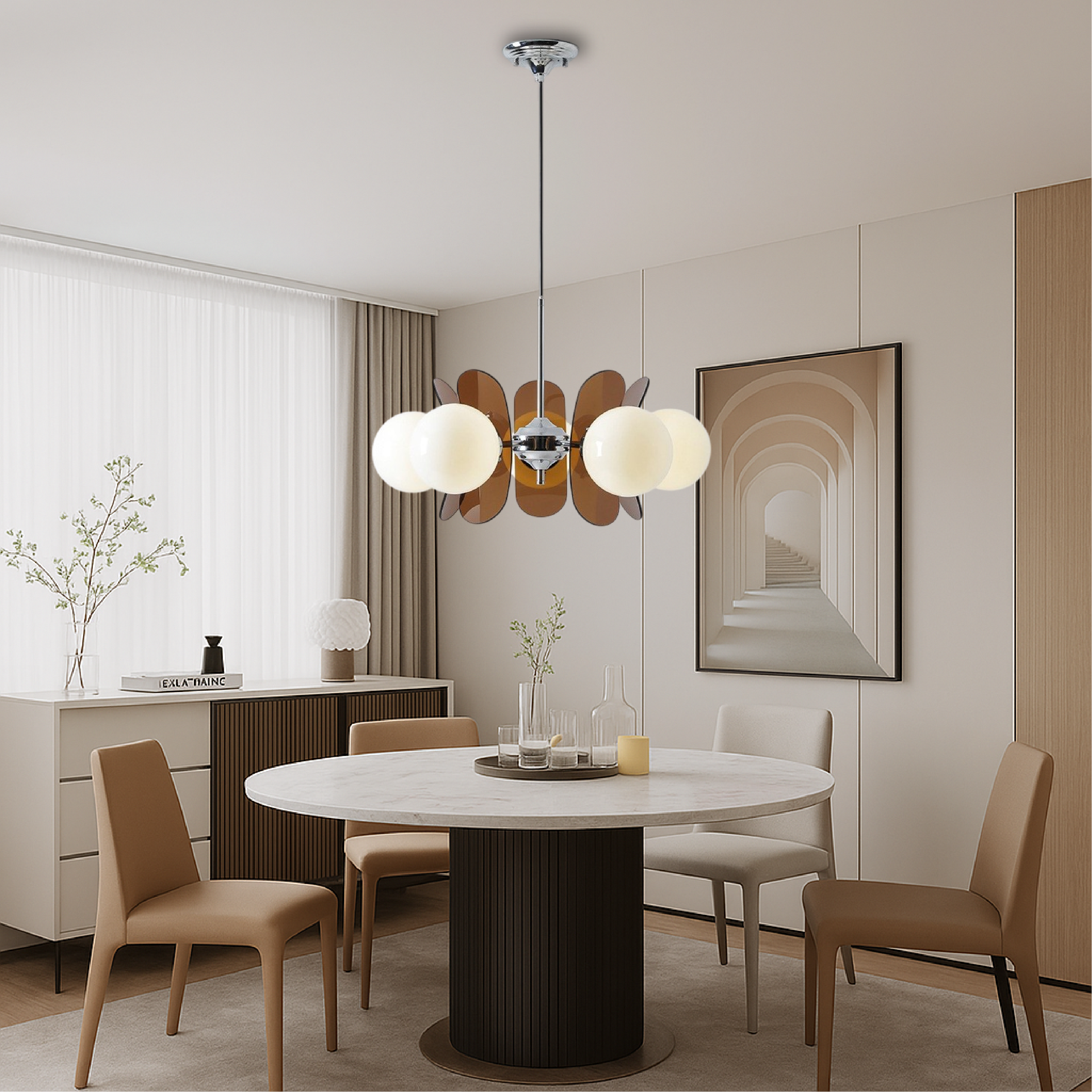 Araña Bauhaus de 5 luces