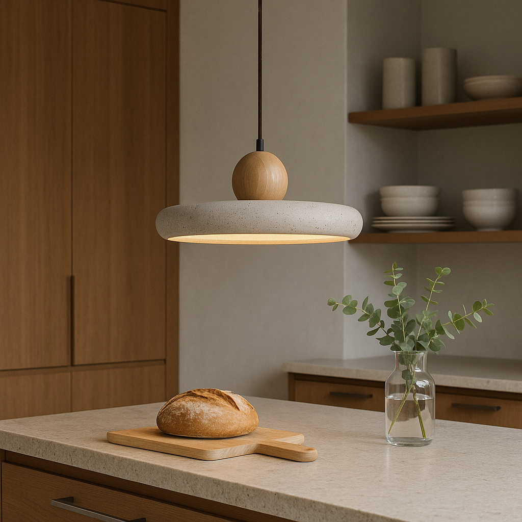 Lámpara colgante de madera de travertino