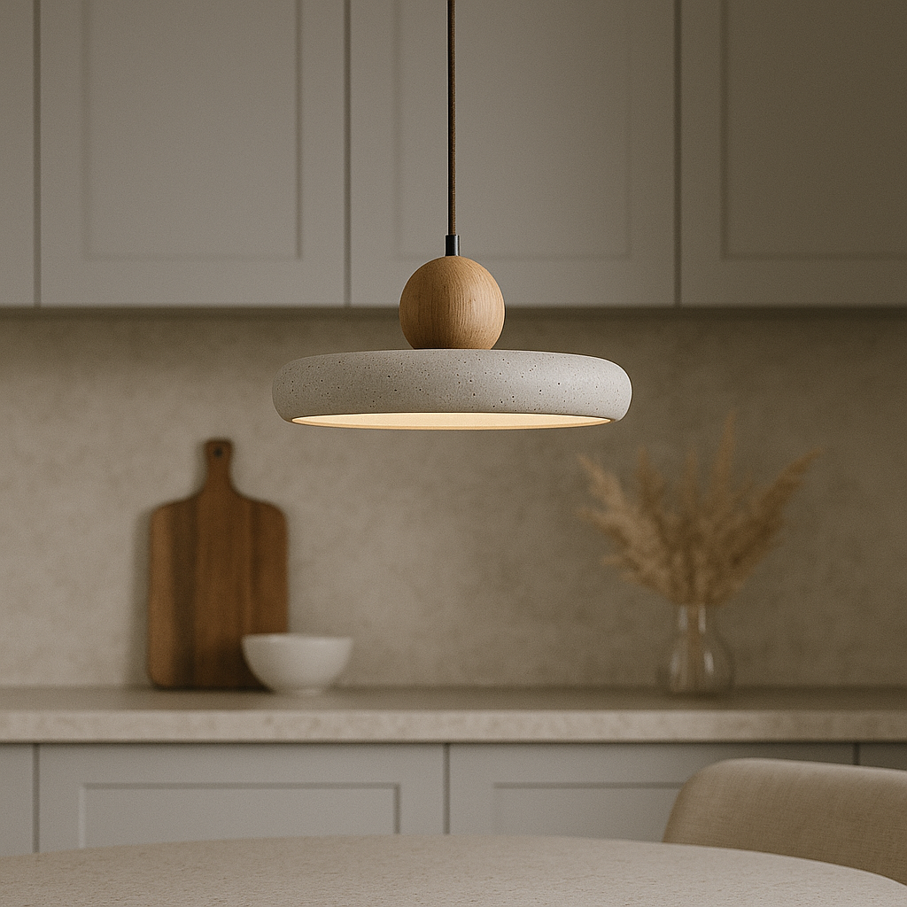 Lámpara colgante de madera de travertino