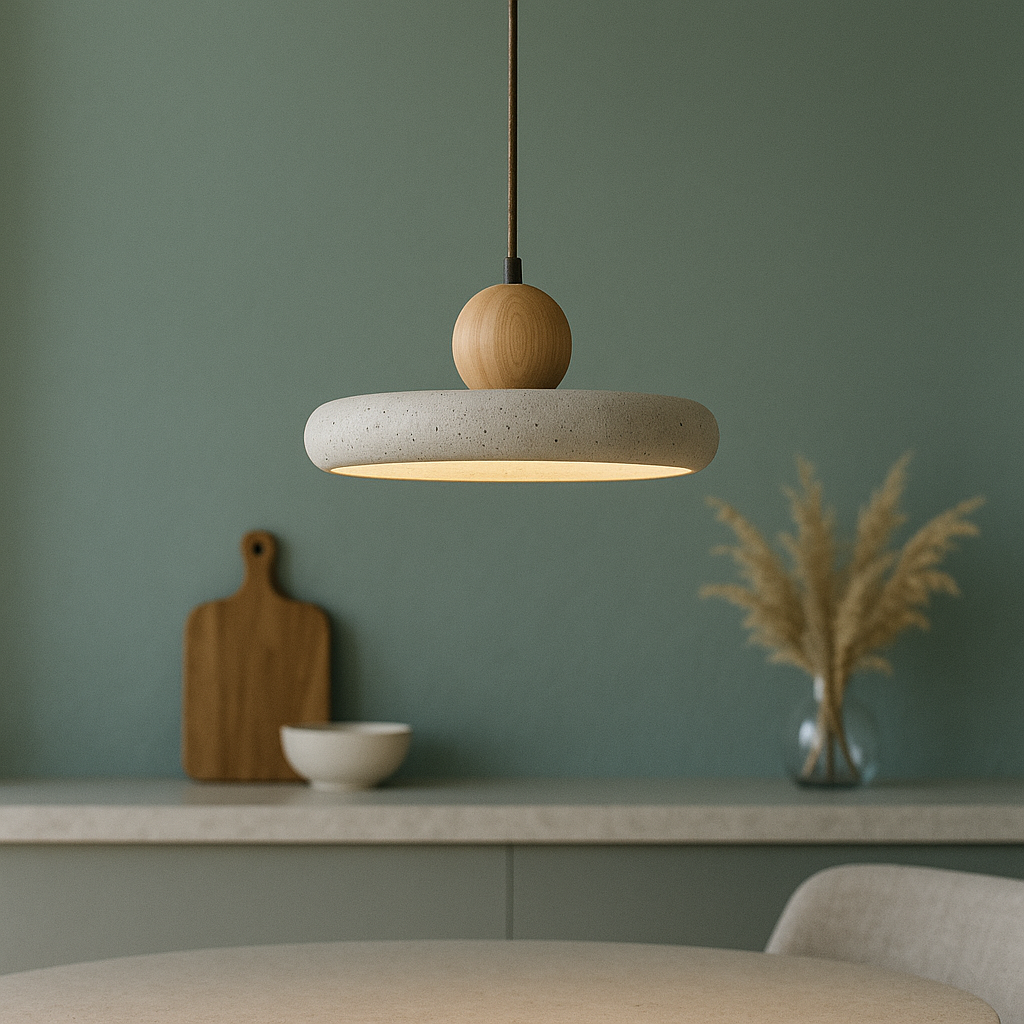Lámpara colgante de madera de travertino