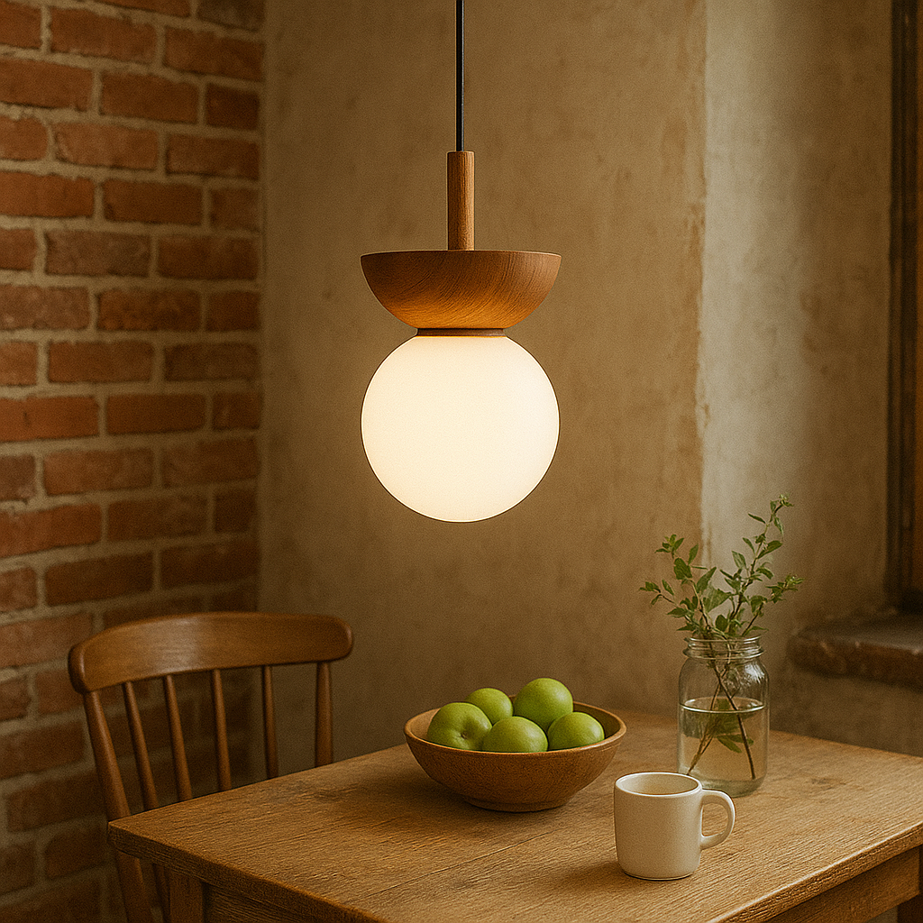 Lámpara colgante de madera Japandi