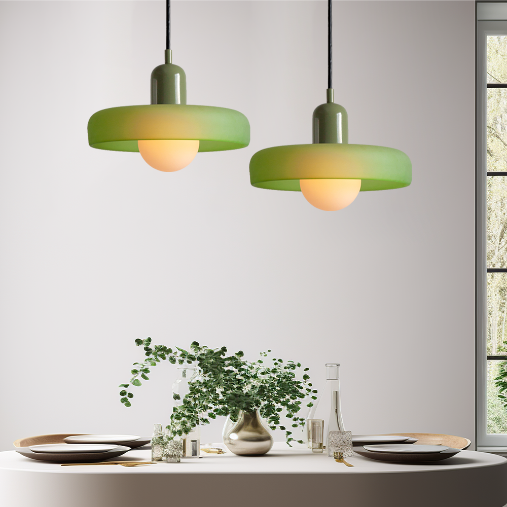 Lámpara colgante de cristal coloreado Bauhaus
