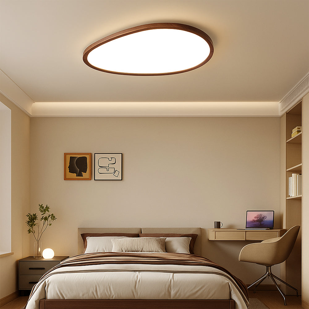 Plafón ultrafino de madera oscura