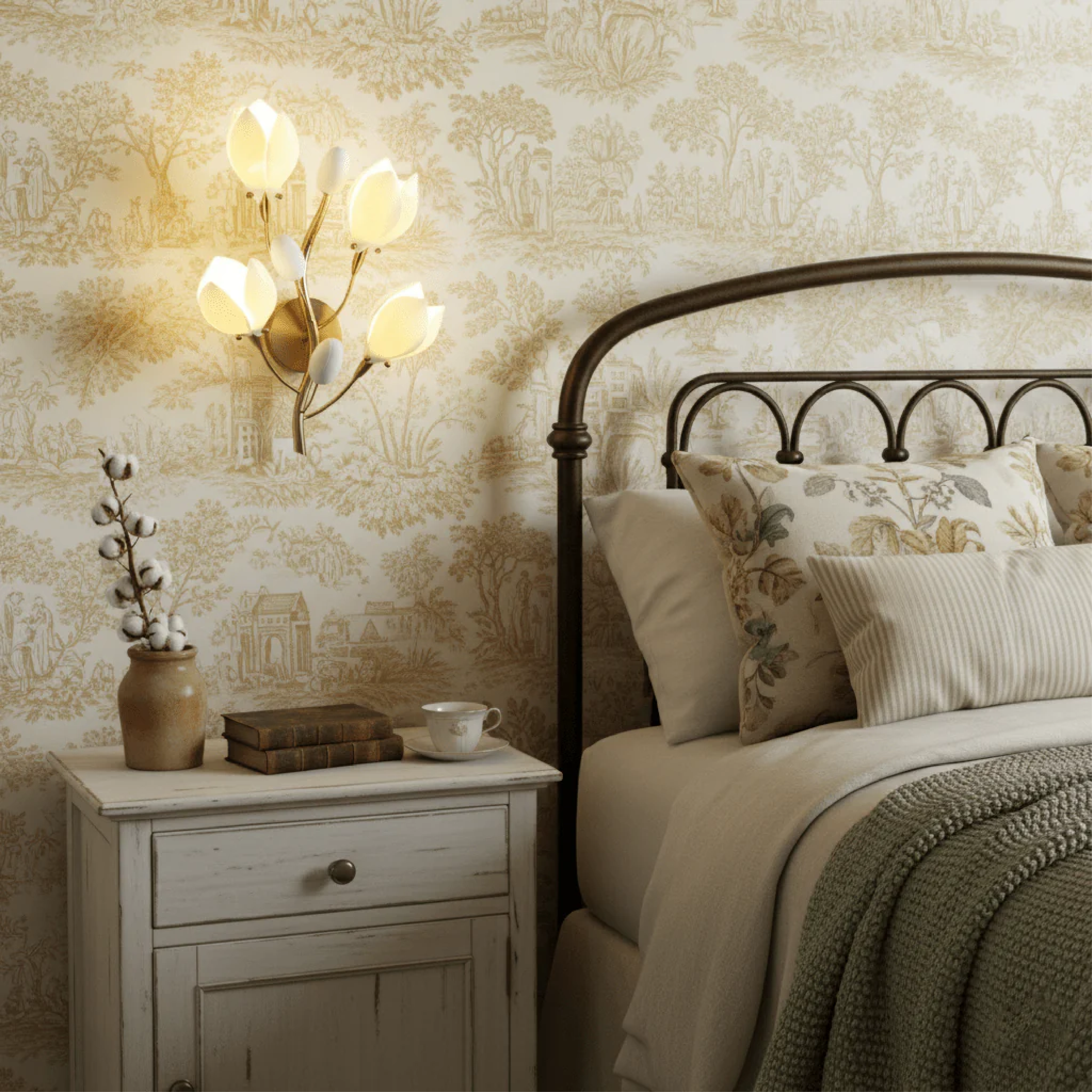 Lámpara de pared Flor de cerámica