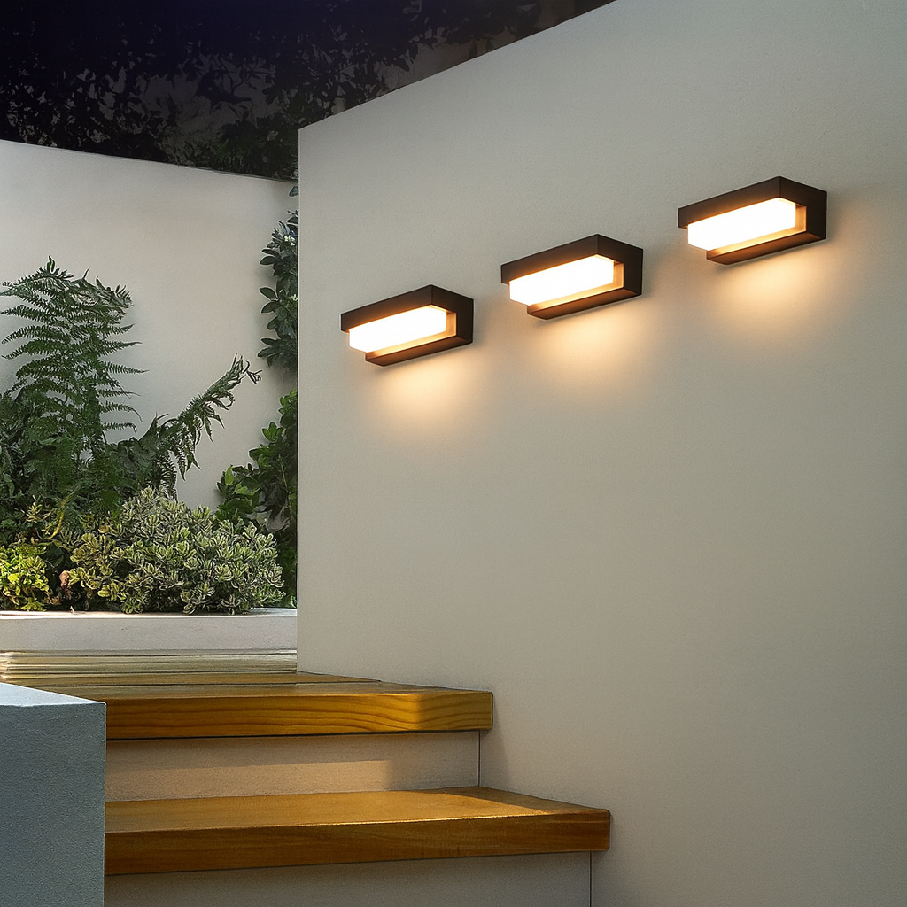 Aplique de pared para exteriores con panel solar