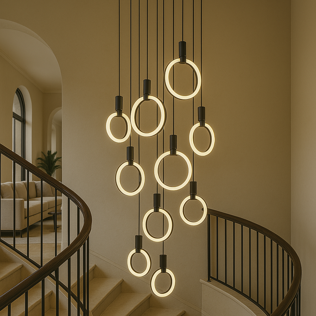 Lámpara de escalera de 7/10 anillos