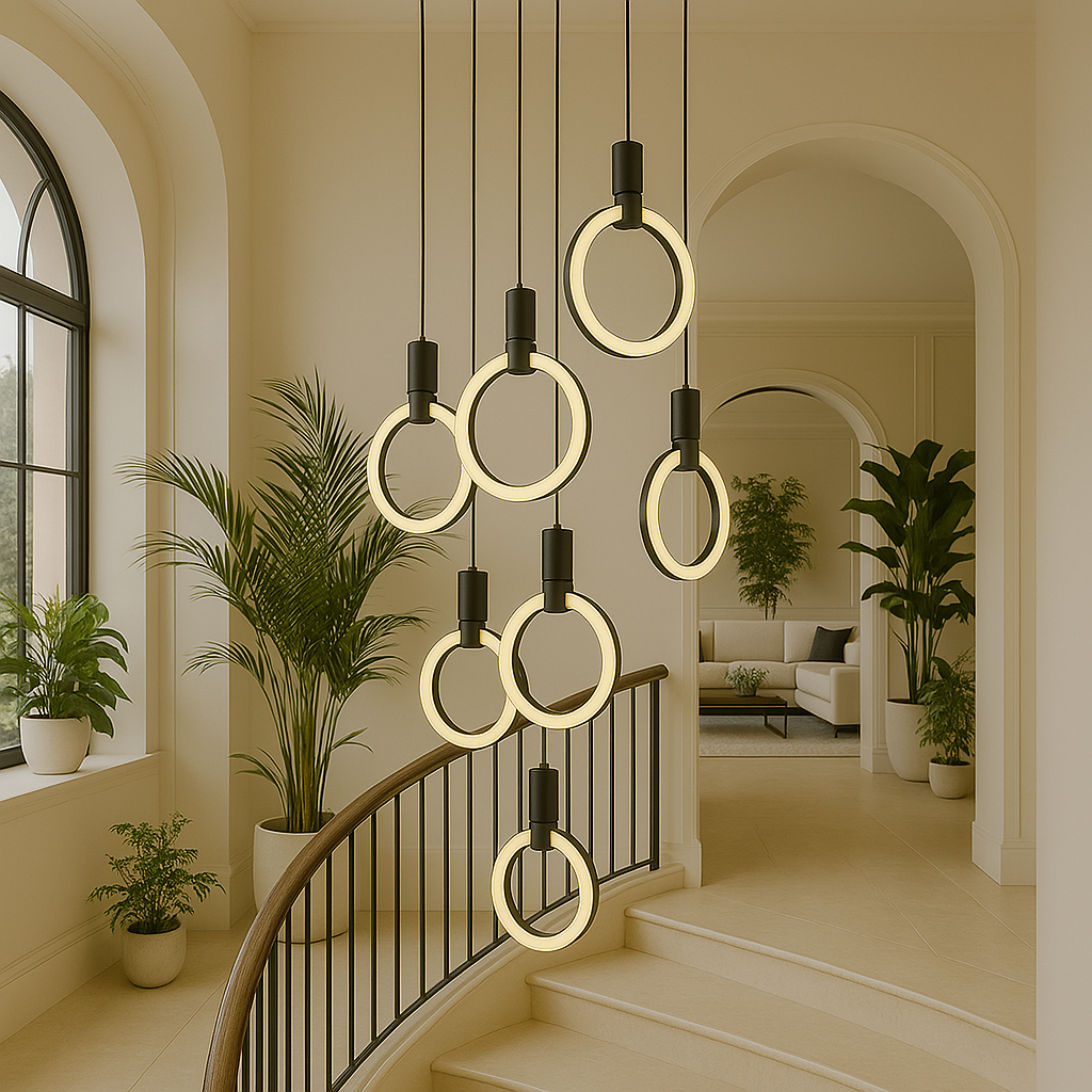 Lámpara de escalera de 7/10 anillos