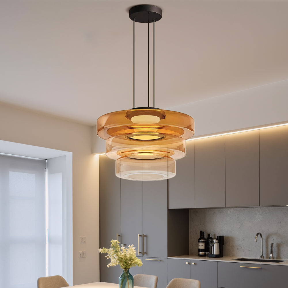 Lámpara colgante danesa de cristal Bauhaus