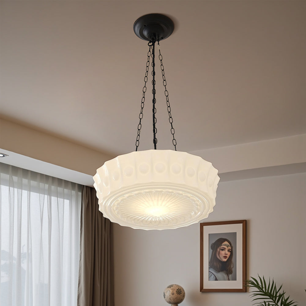 Luminaria colgante blanco leche