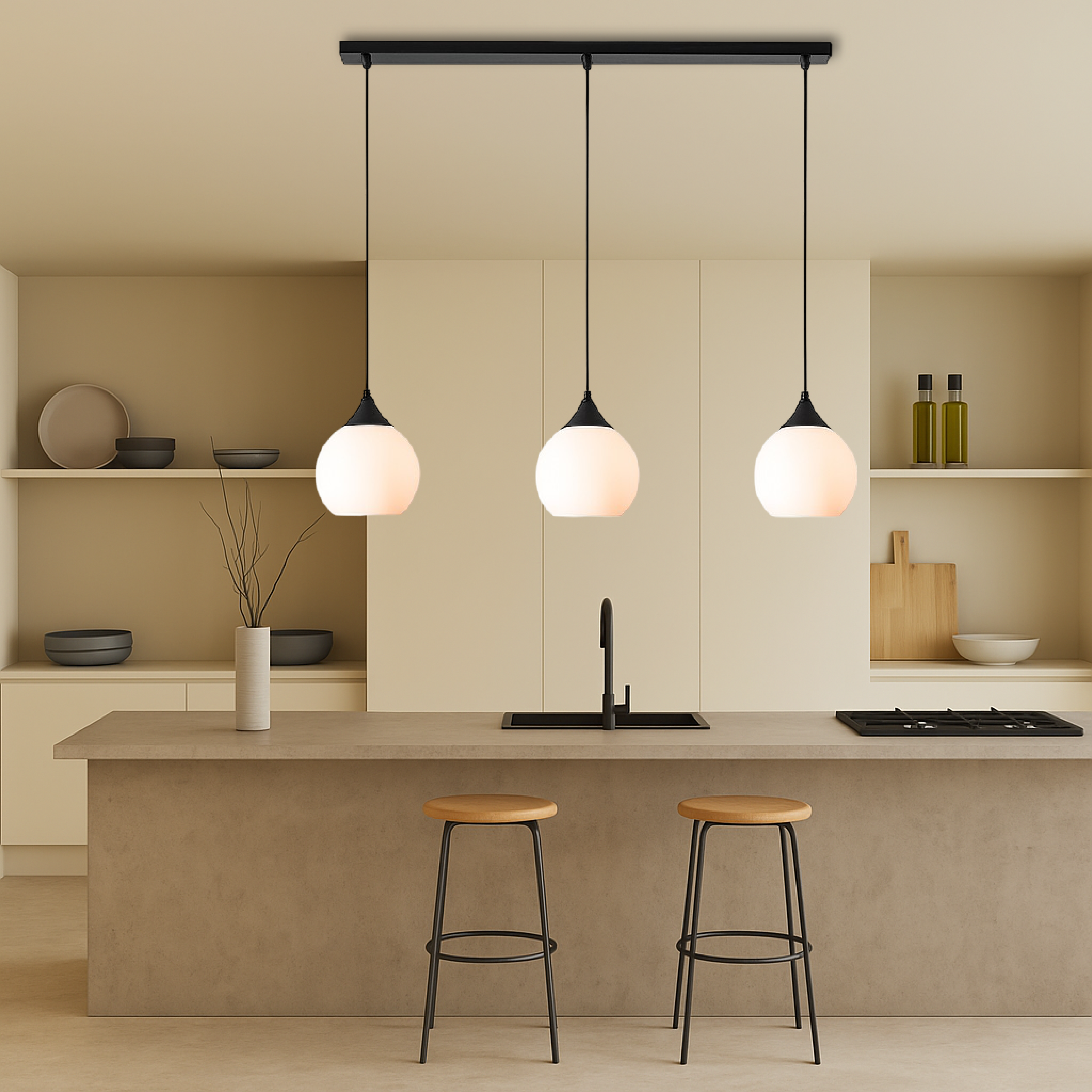 Lámpara colgante de mesa de comedor de 3 cabezales de Gade