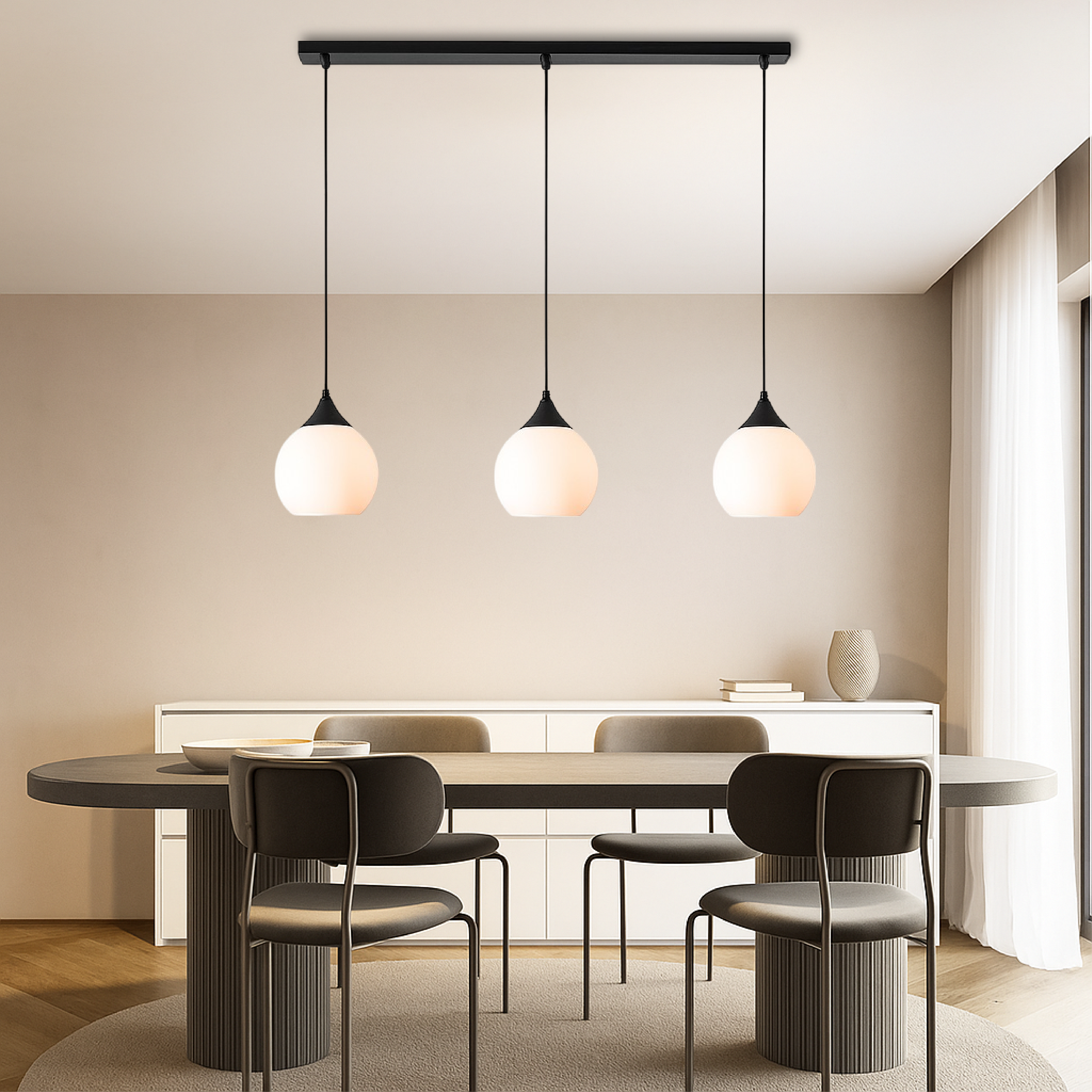 Lámpara colgante de mesa de comedor de 3 cabezales de Gade