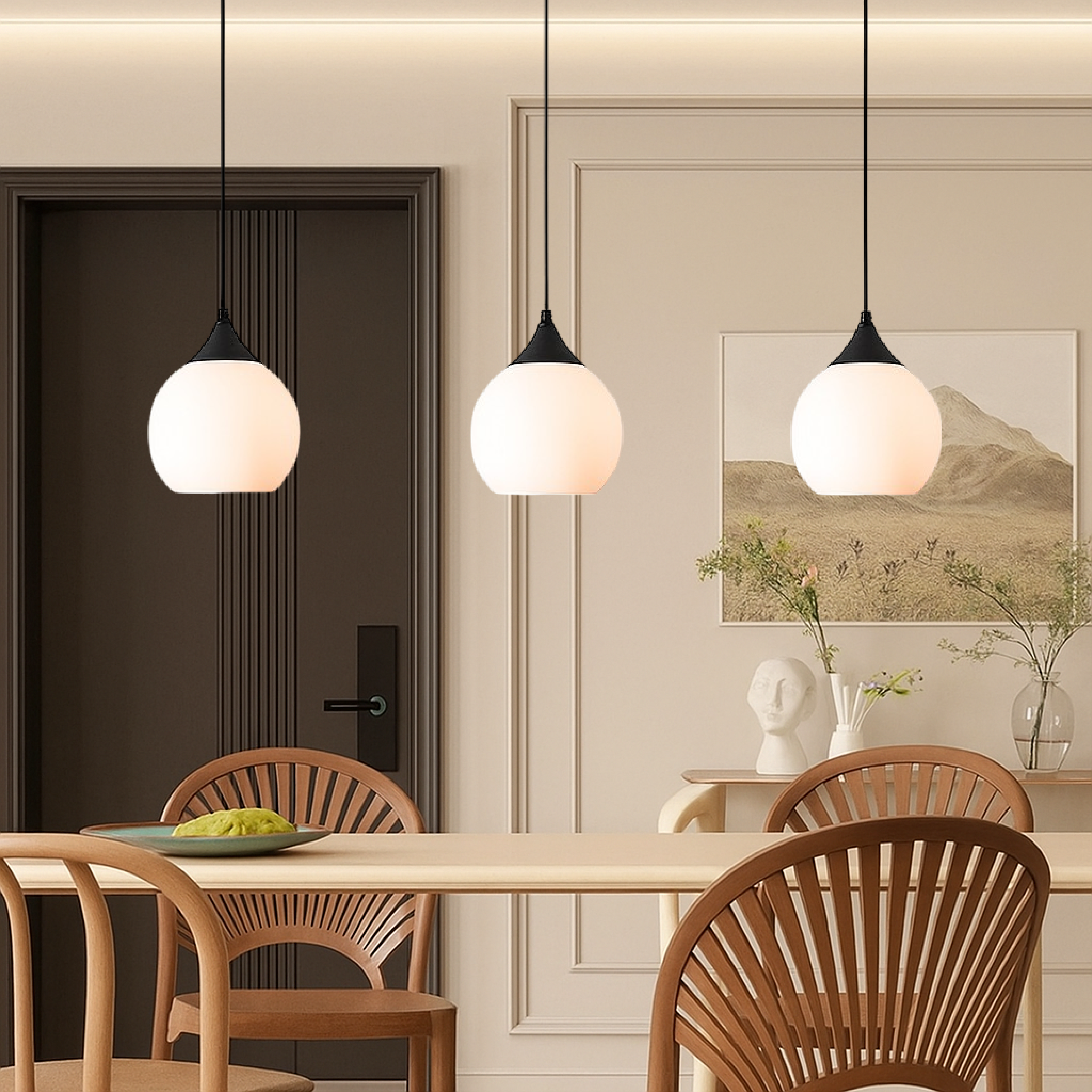 Lámpara colgante de mesa de comedor de 3 cabezales de Gade