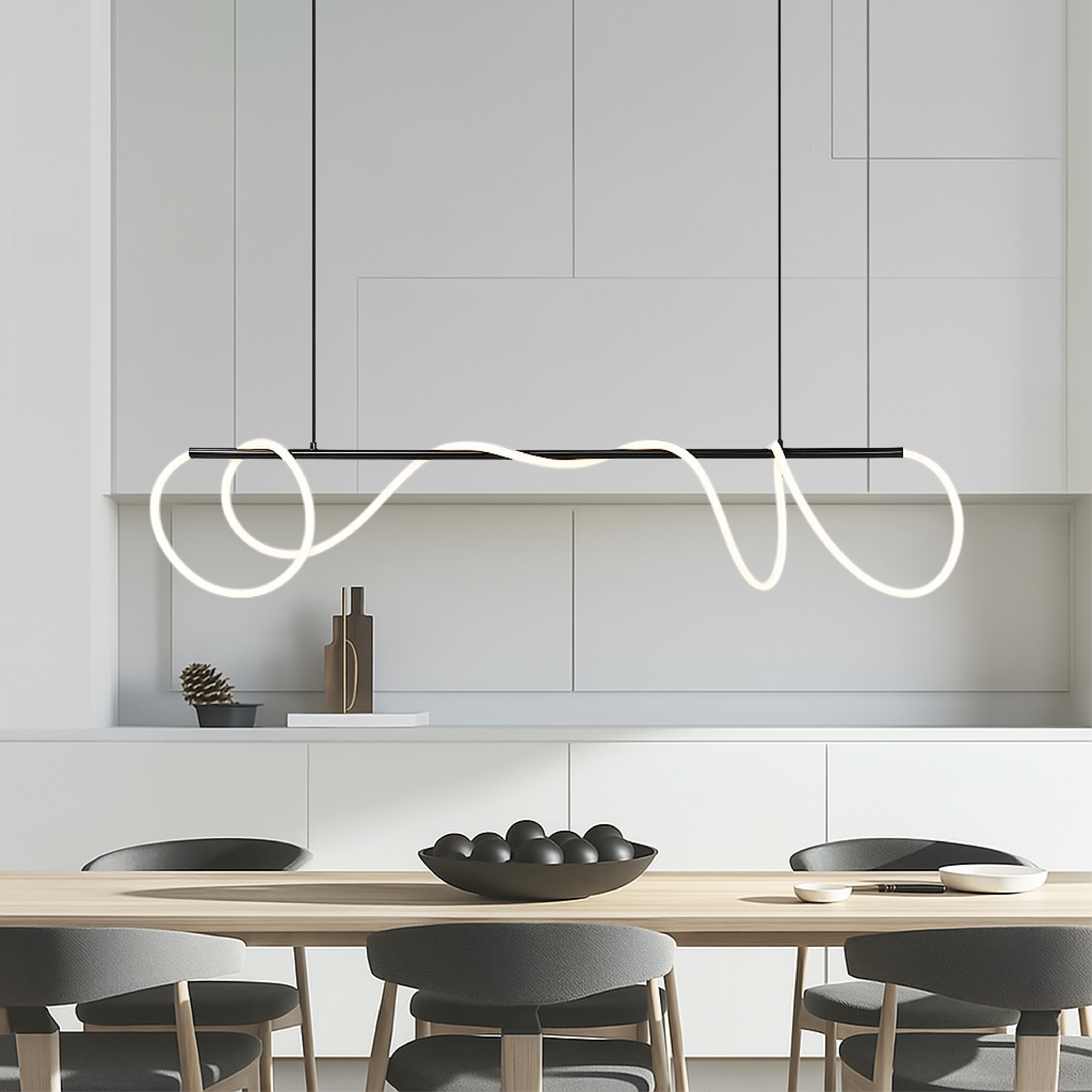 Lámpara colgante lineal para mesa de cocina