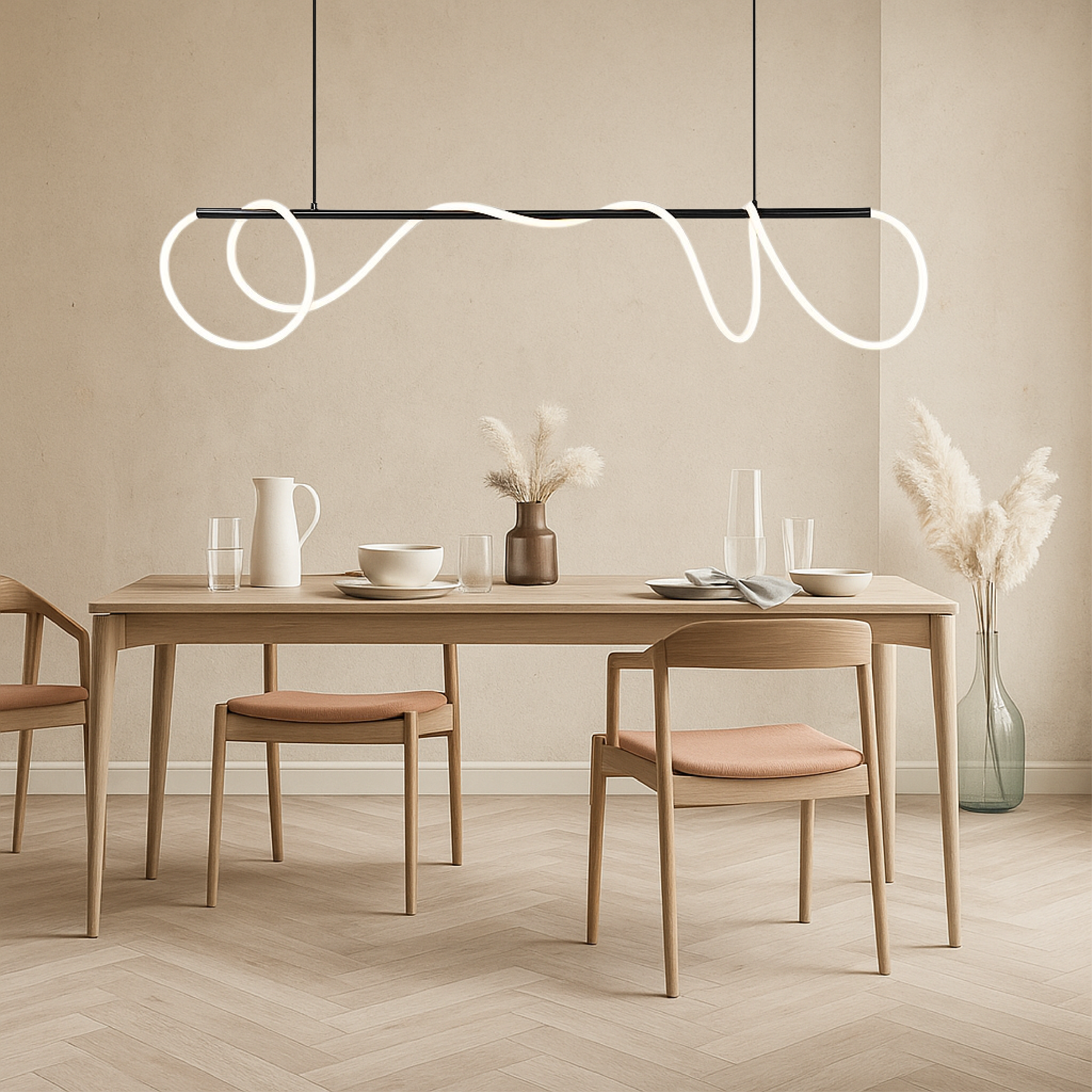 Lámpara colgante lineal para mesa de cocina