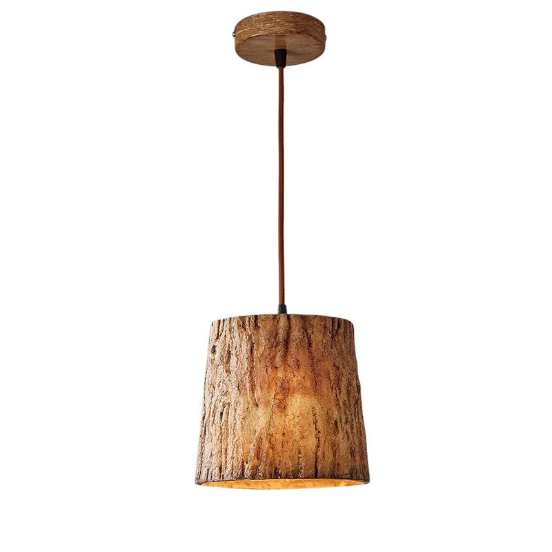 Lámpara colgante de troncos de madera