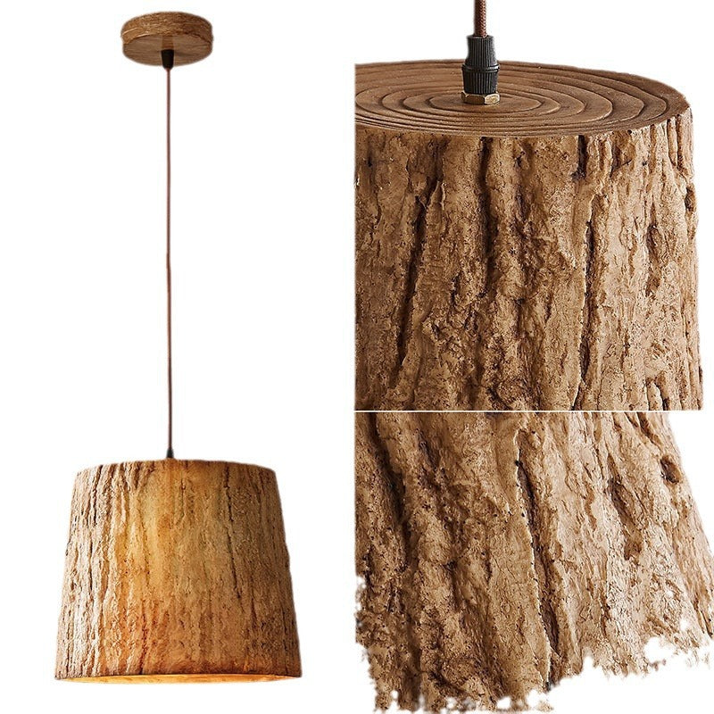Lámpara colgante de troncos de madera