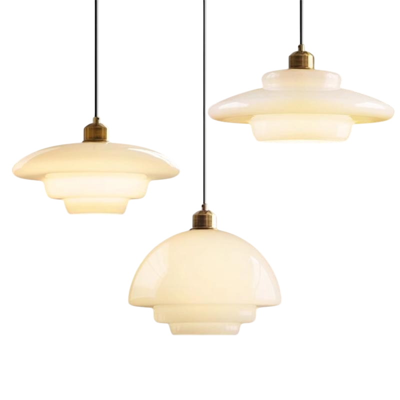 Lámpara colgante de cristal blanco lechoso