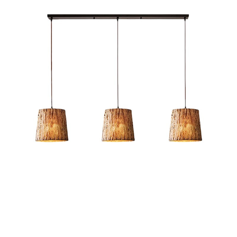 Lámpara colgante de troncos de madera