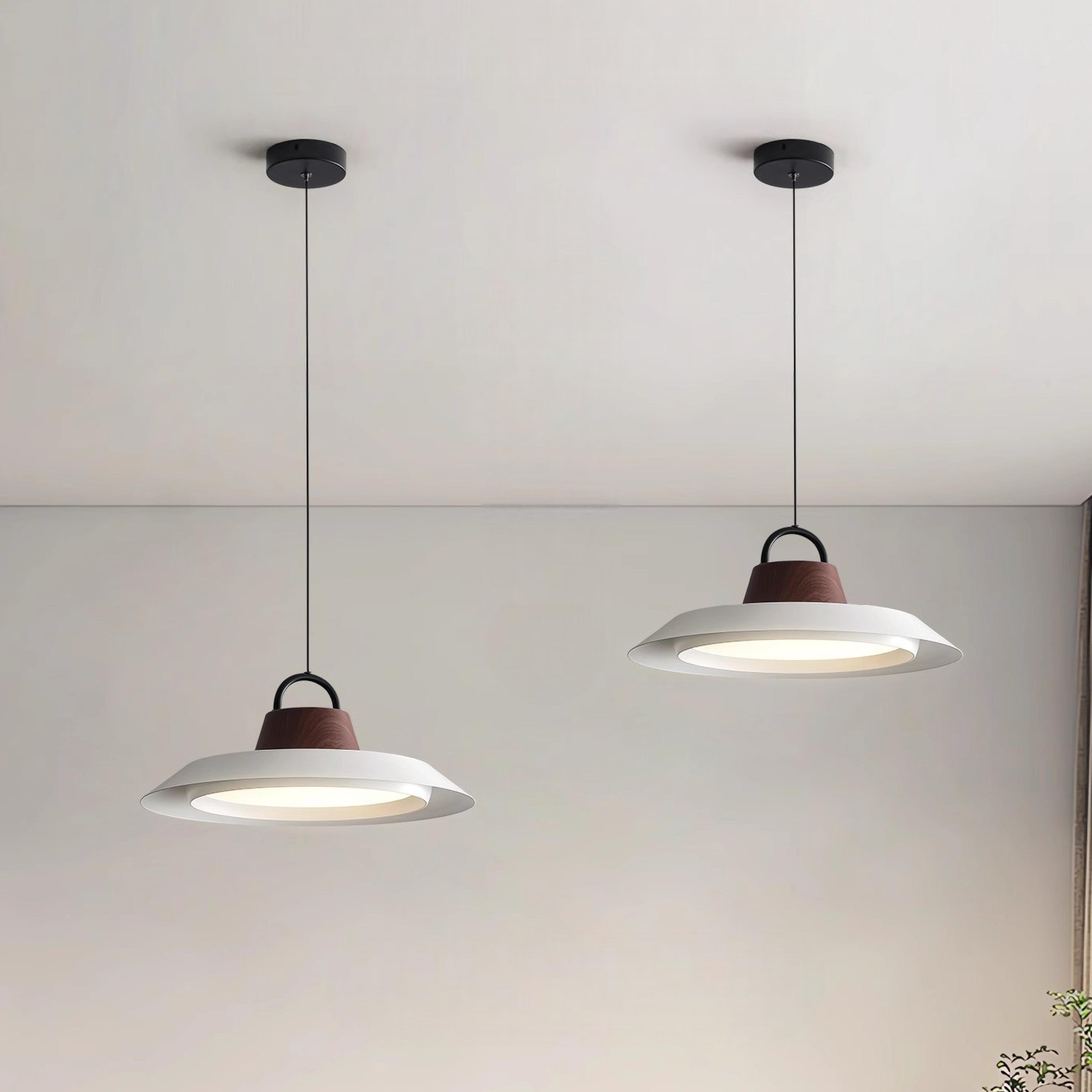 Lámpara colgante escandinava de madera y metal