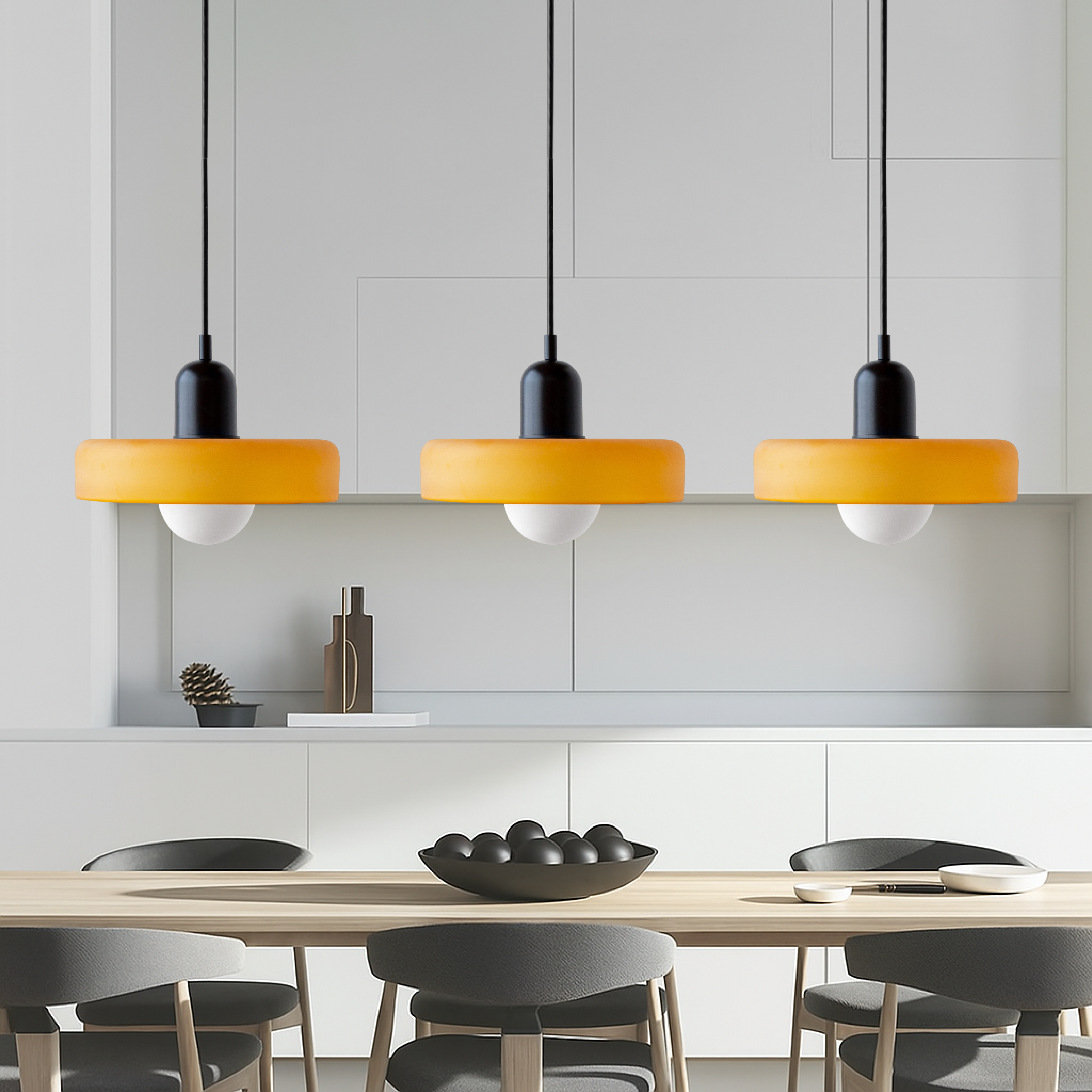Lámpara colgante de cristal coloreado Bauhaus de 3 cabezales