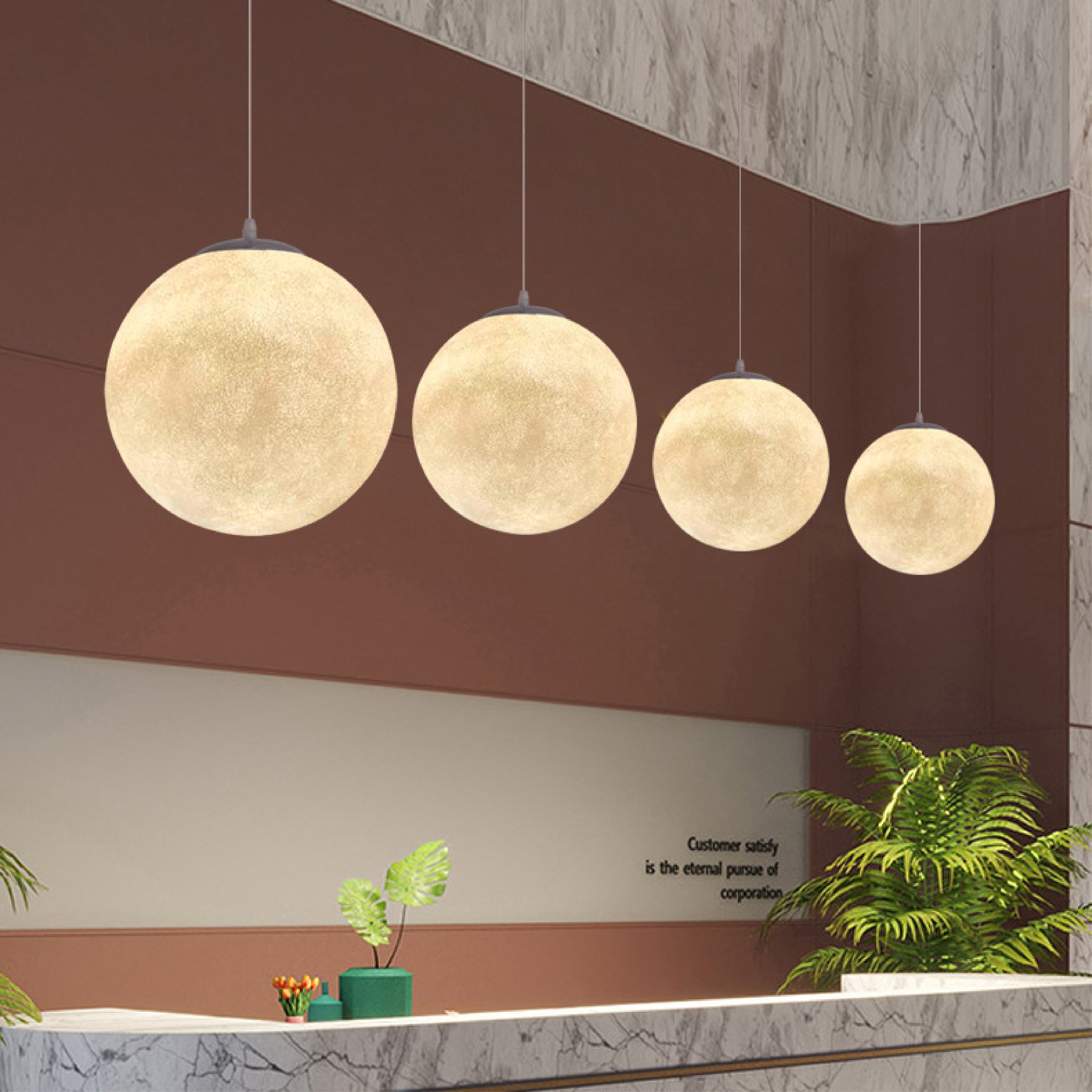 Lámpara colgante con forma de luna