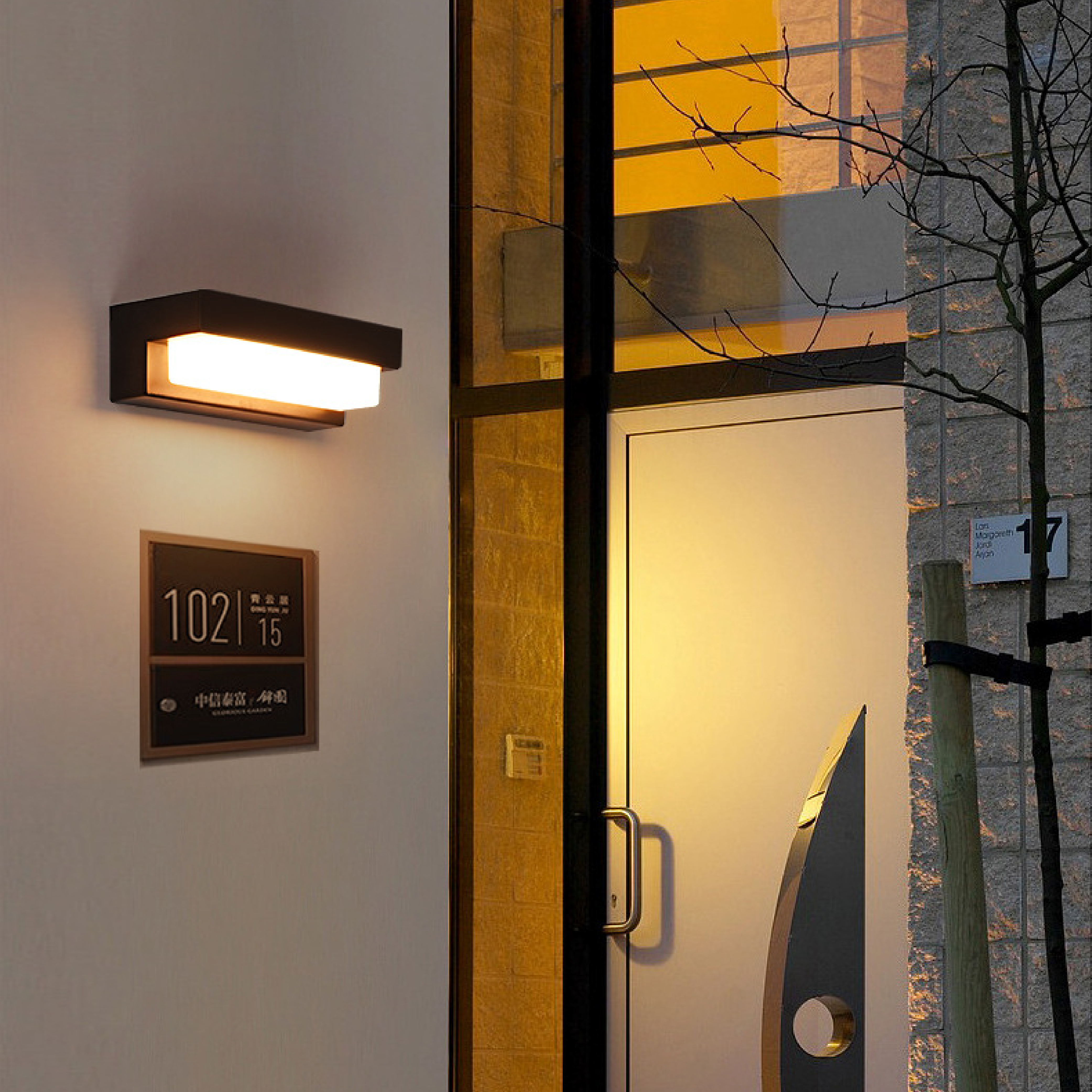 Aplique de pared para exteriores con panel solar