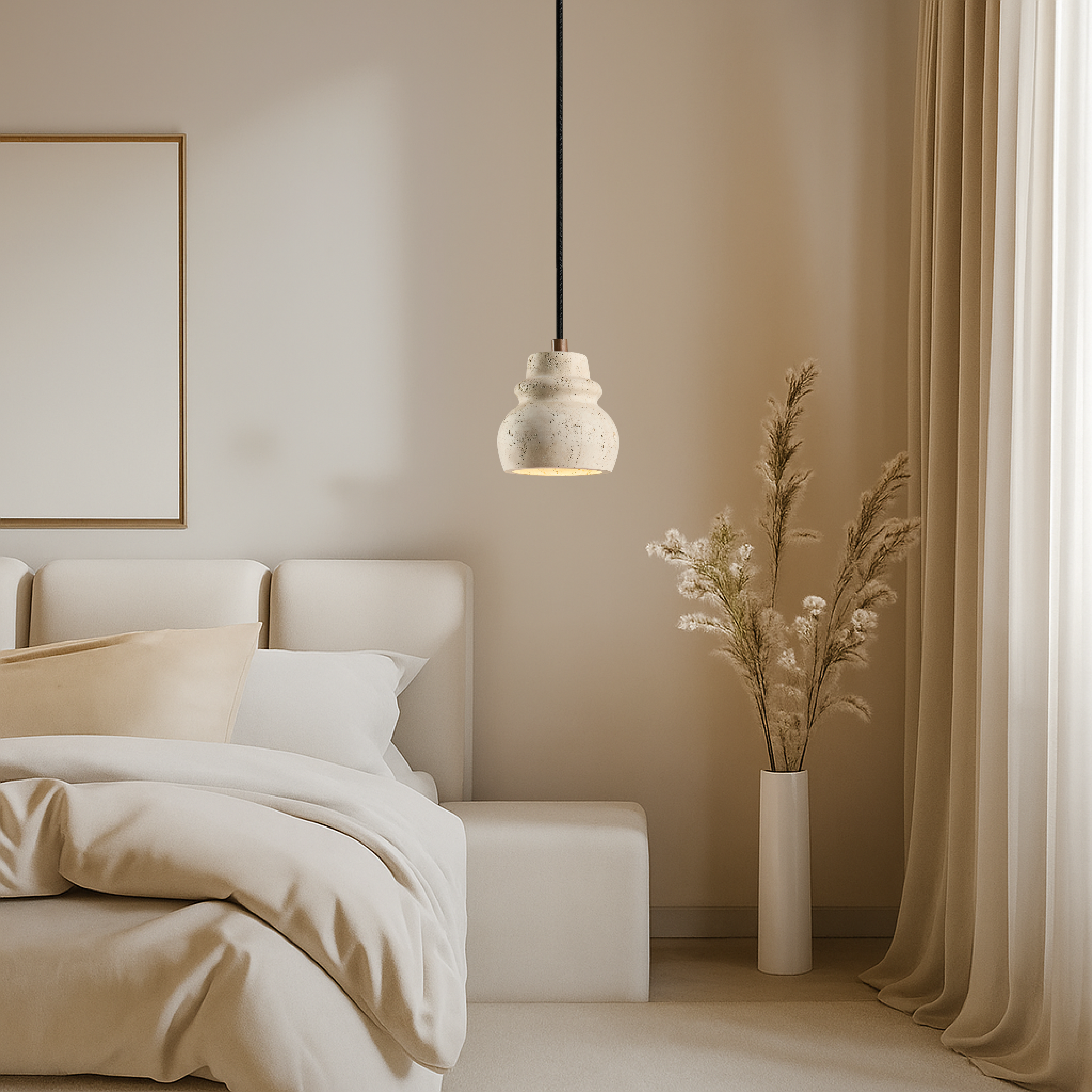 Lámpara colgante de travertino Trisu