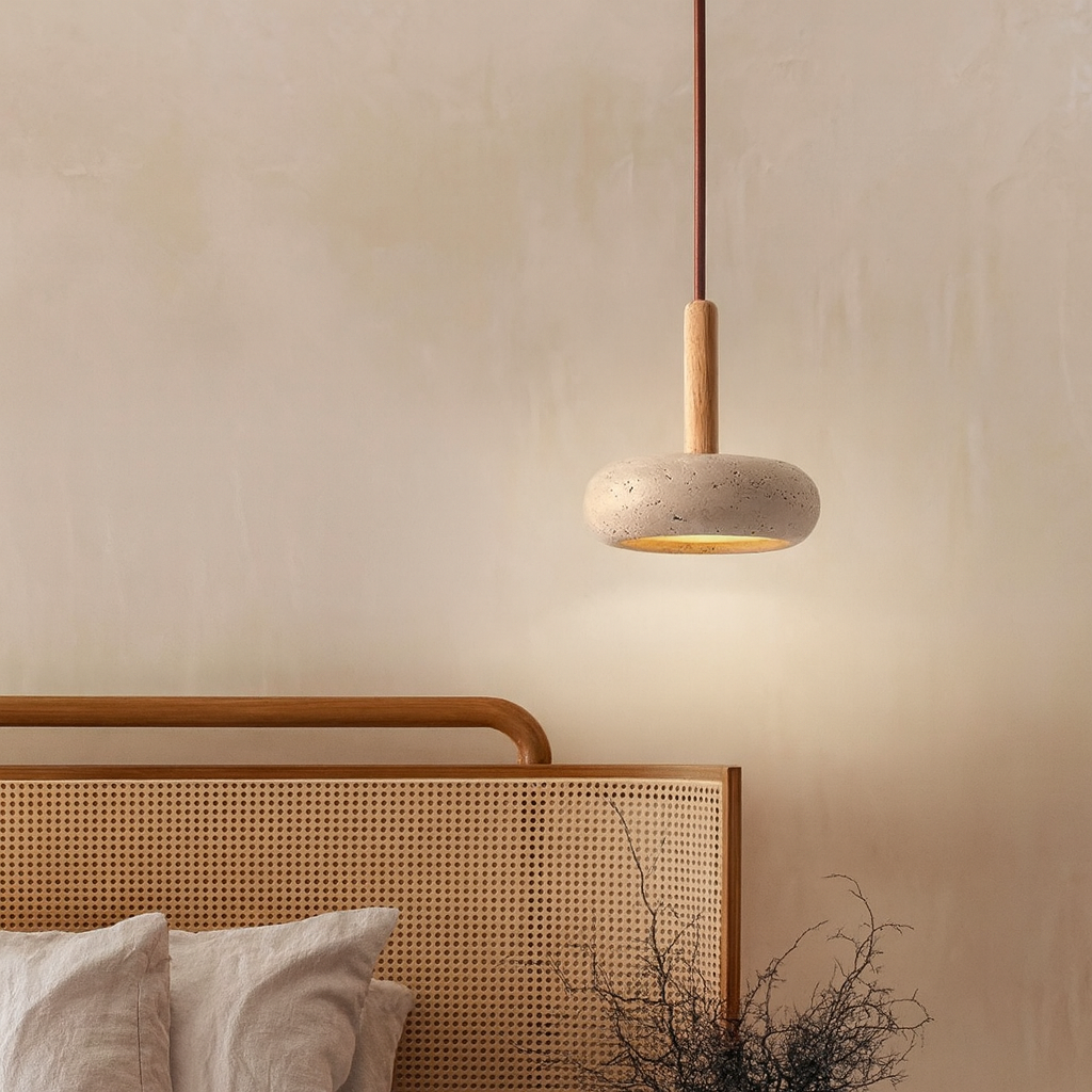 Lámpara colgante de travertino