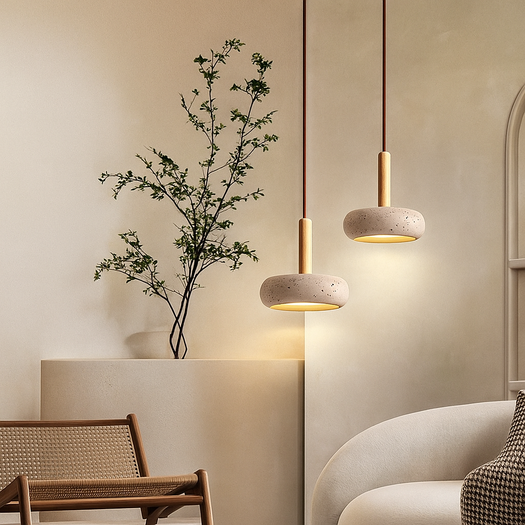 Lámpara colgante de travertino